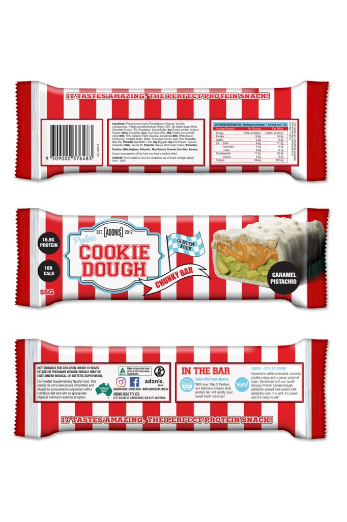 PROTEIN COOKIE DOUGH CHUNKY BAR (SINGLE BAR) – Caramel Pistachio