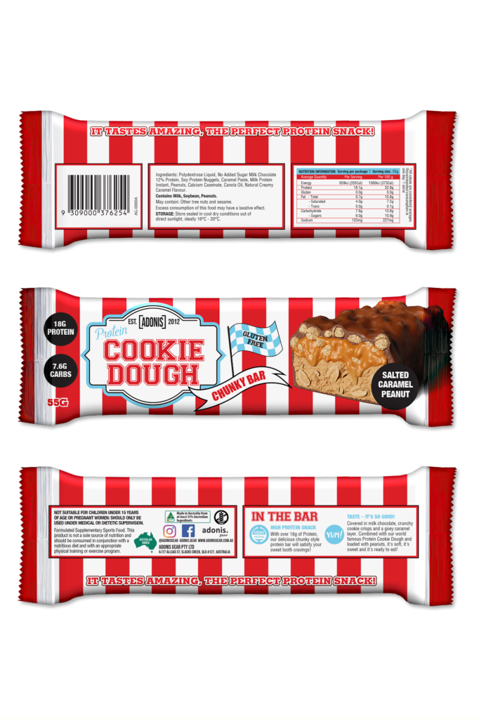 PROTEIN COOKIE DOUGH CHUNKY BAR (SINGLE BAR) – Salted Caramel Peanut