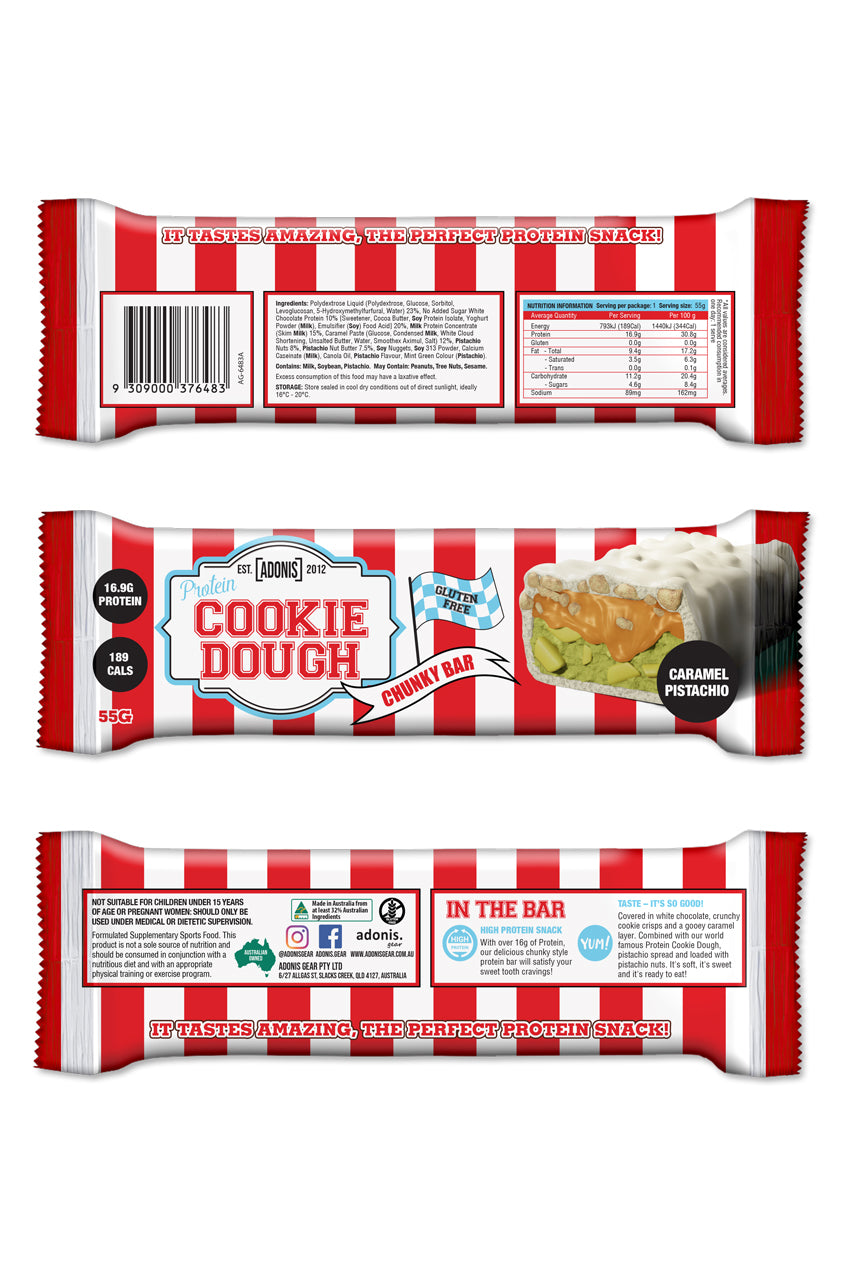 PROTEIN COOKIE DOUGH CHUNKY BAR (SINGLE BAR) – Caramel Pistachio