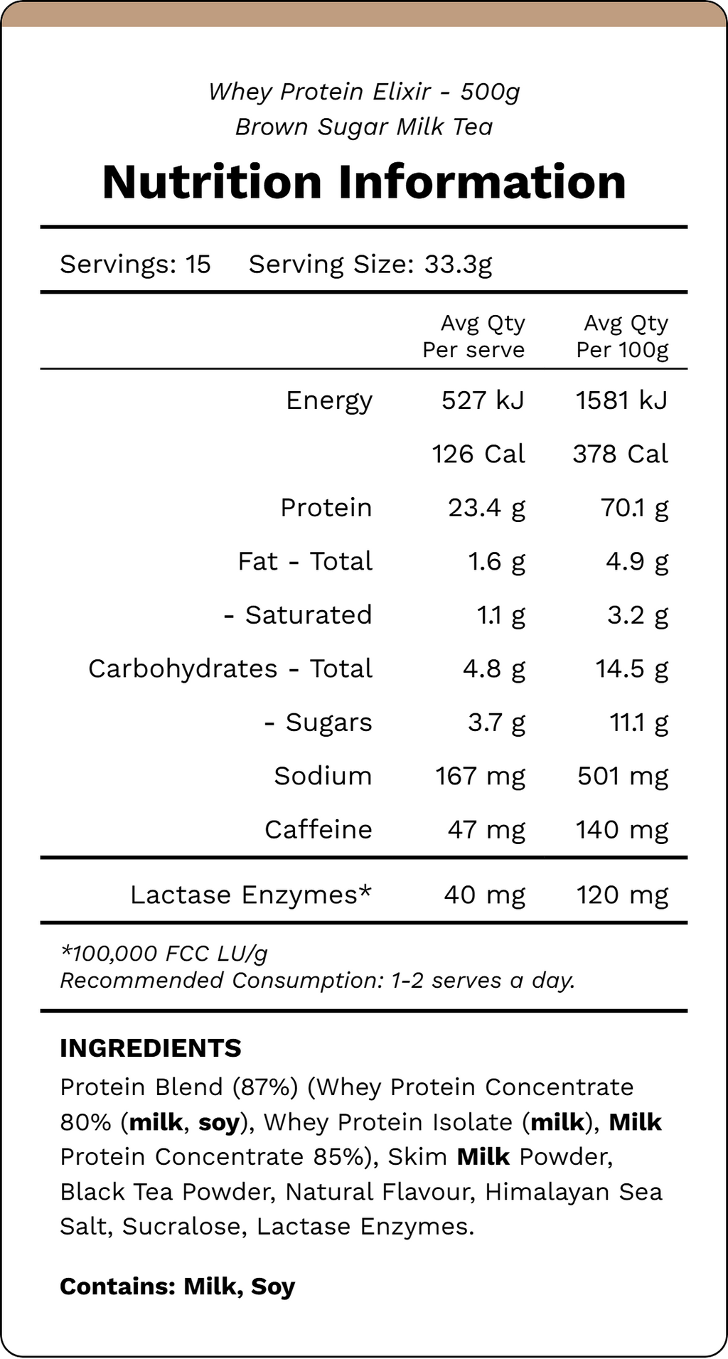 WHEY PROTEIN ELIXIR - Brown Sugar Milk Tea