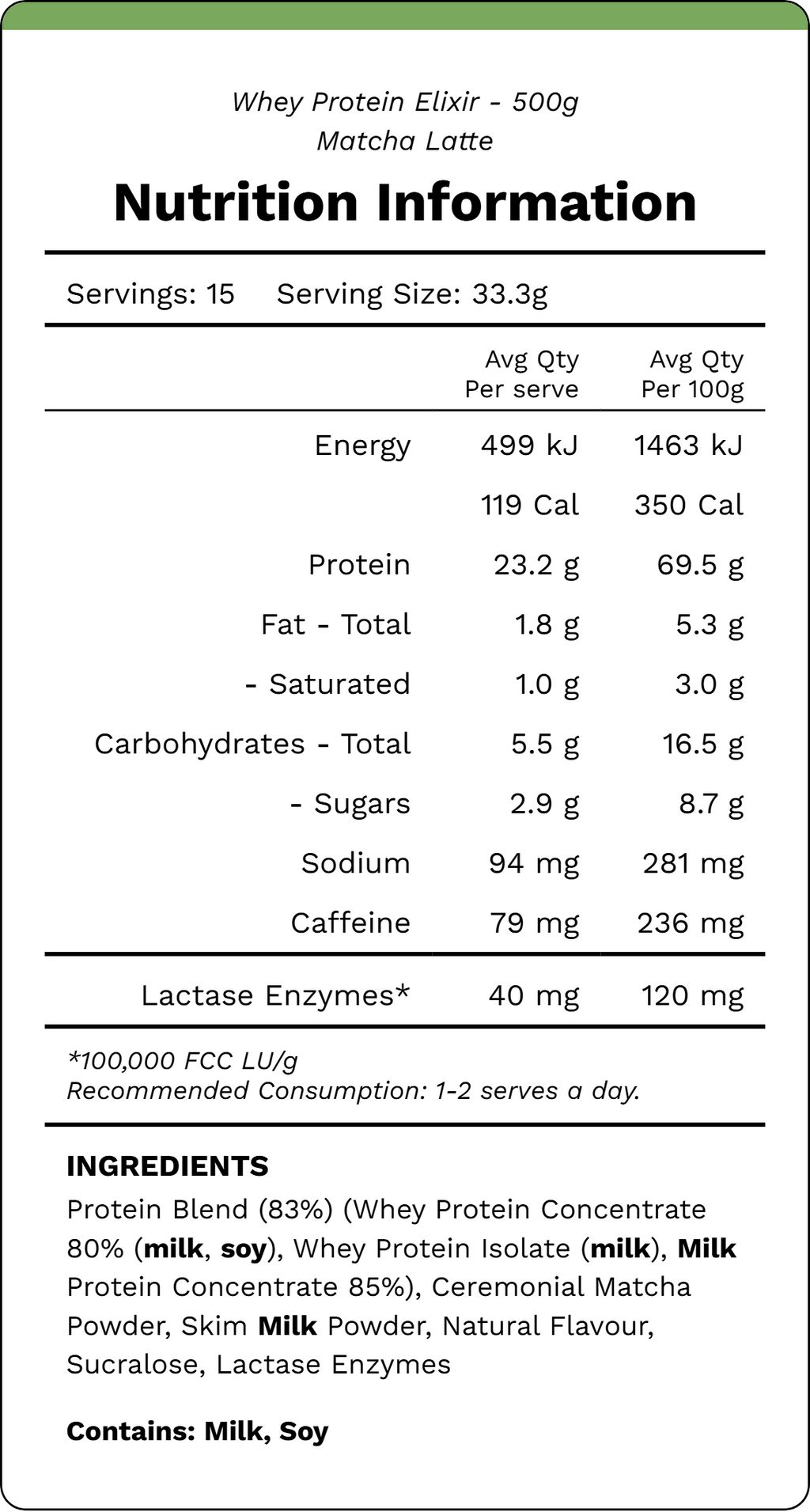 WHEY PROTEIN ELIXIR - Macha Latte