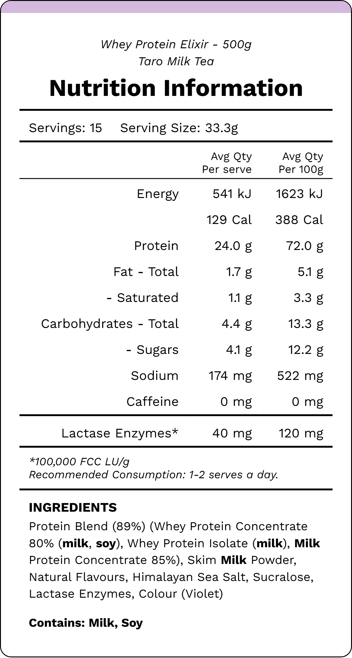 WHEY PROTEIN ELIXIR - Taro Milk Tea