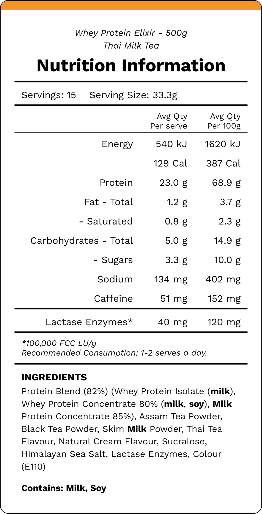WHEY PROTEIN ELIXIR - Thai Milk Tea
