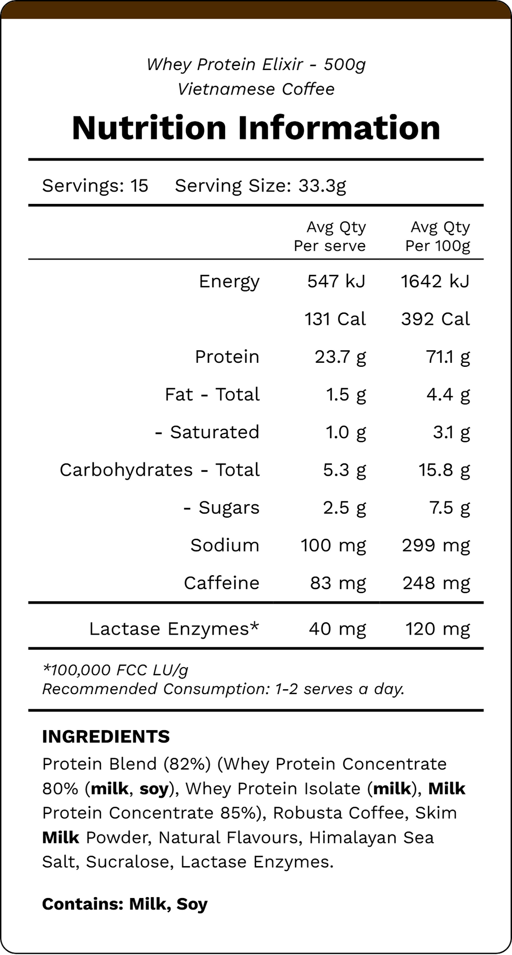 WHEY PROTEIN ELIXIR - Vietnamese Coffee