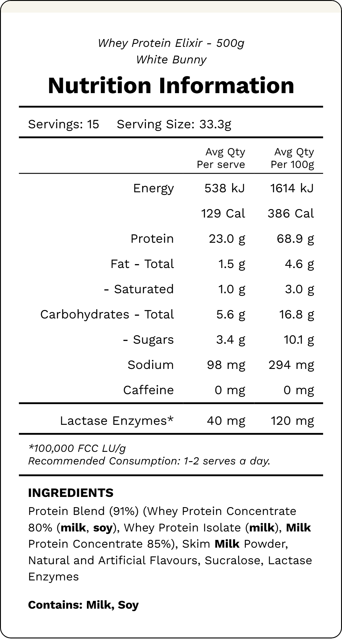 WHEY PROTEIN ELIXIR - White Bunny